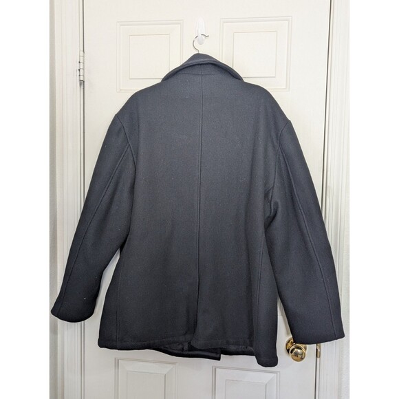VTG Schott DUR O JAC Wool Pea Coat Mens XL Black Double Breast Quilted Liner - Picture 8 of 14